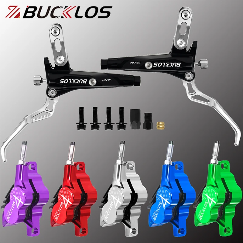 

BUCKLOS 4 Piston Bike Hydraulic Brakes Separate 850 1550mm Hydraulic Disc Brake Set Cooling 4Piston XC AM HD E-Bike Oil Pressure