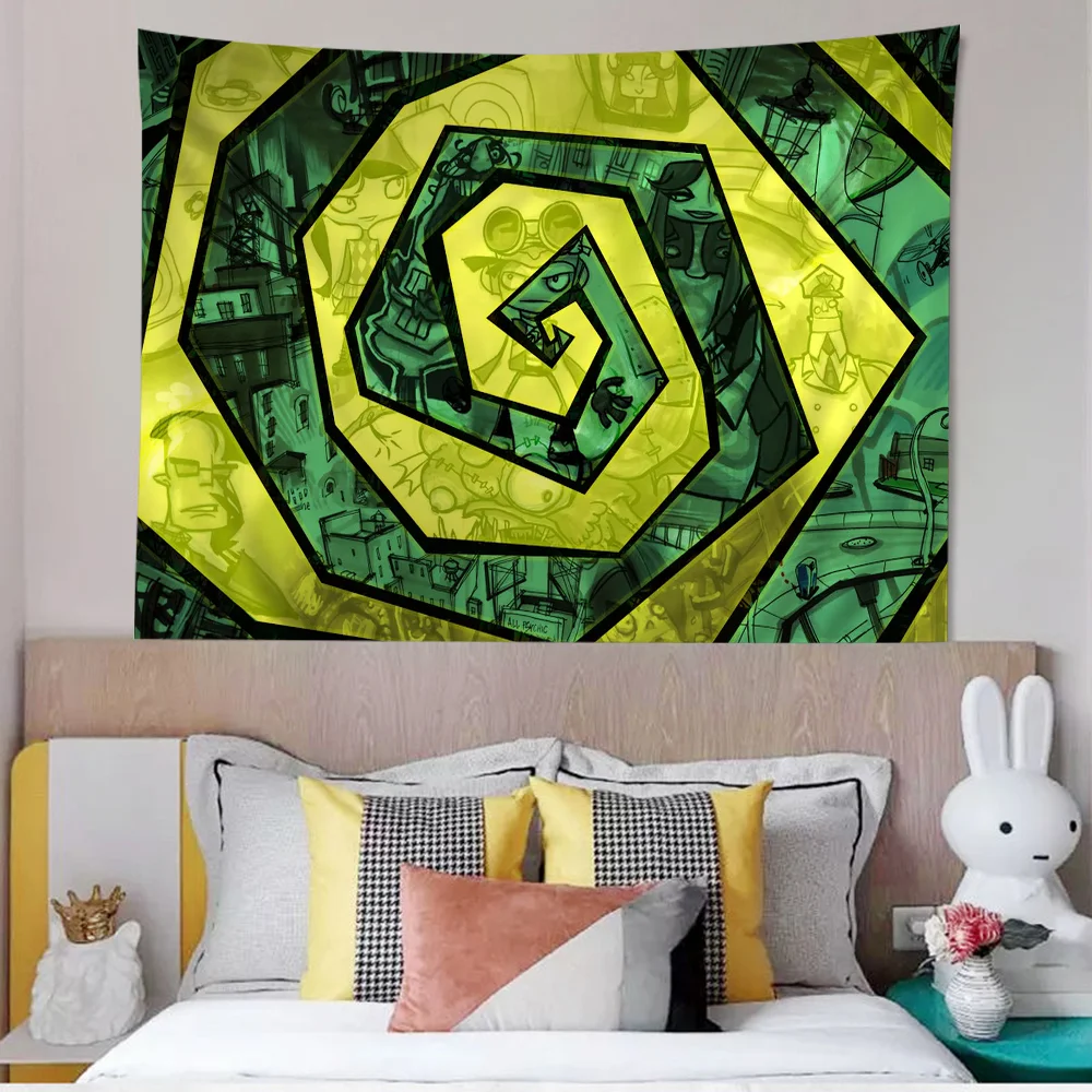 P-Psychonauts Printed Large Wall Tapestry Hanging Tarot Hippie Wall Rugs Dorm Art Home Decor