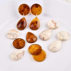 South Korean Resin Imitation Amber Grain White Water Drop Round Piece Accessories DIY Earring Earrings.