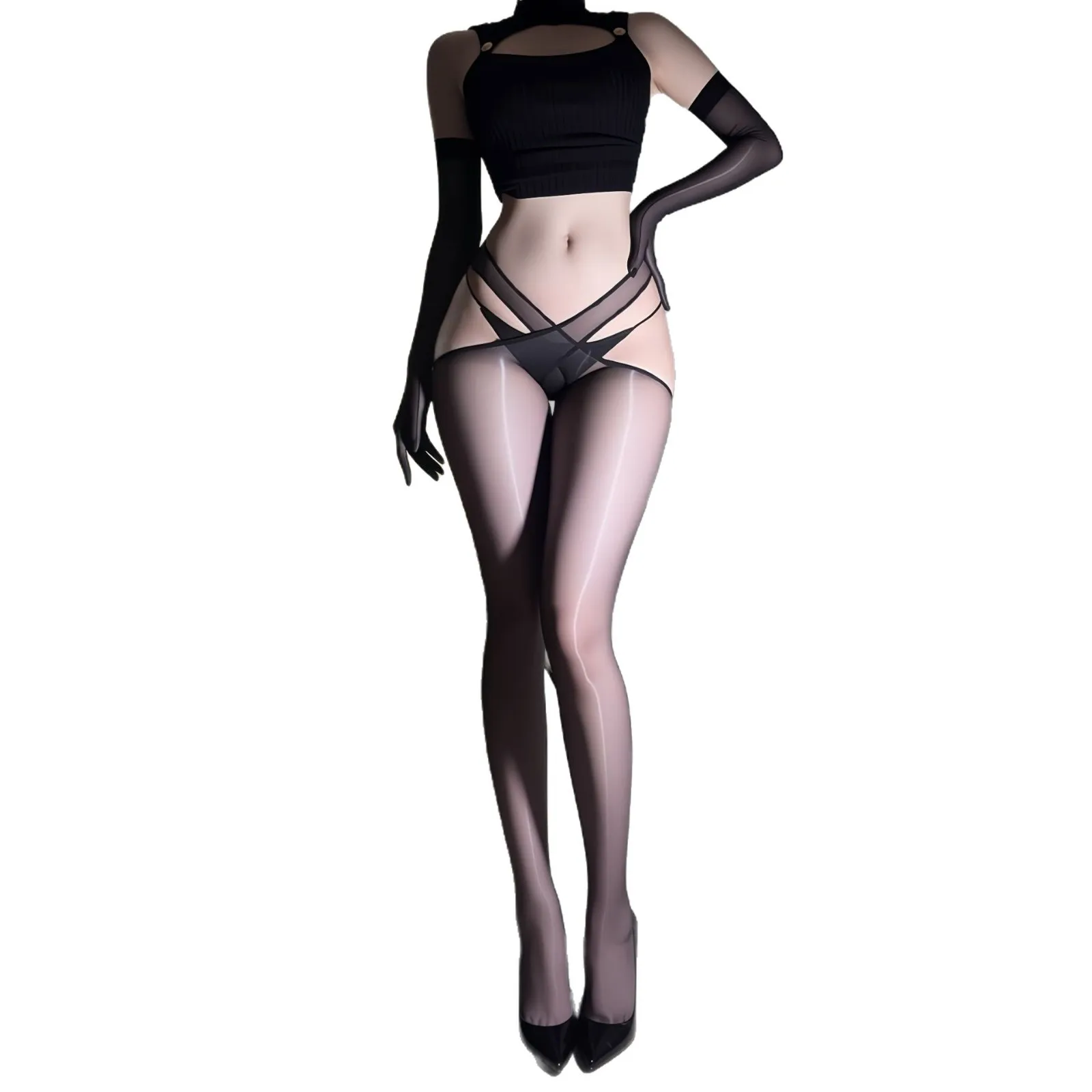 

New Sexy Aurora Crossed Stockings Sexy Glossy Pantyhose Transparent Glossy Hollow Out Pure Desire Charming Smooth For Woman KWTZ