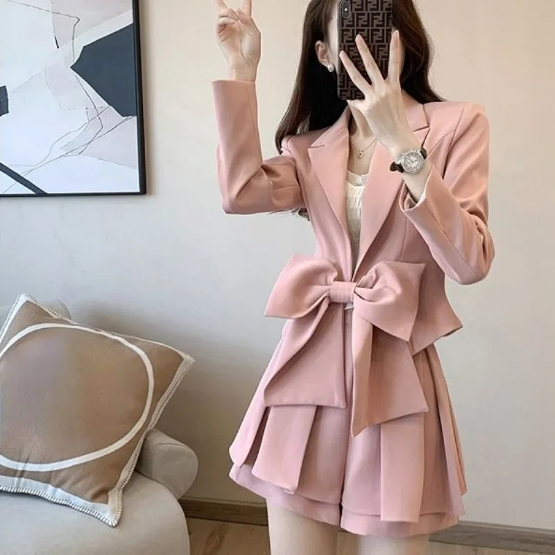 Pink Blazer Suit 2 Piece Outfits 2024 Women\'s Matching Sets Summer Sexy Skirts Skirt Korean Set of Two Fashion Pieces for Women