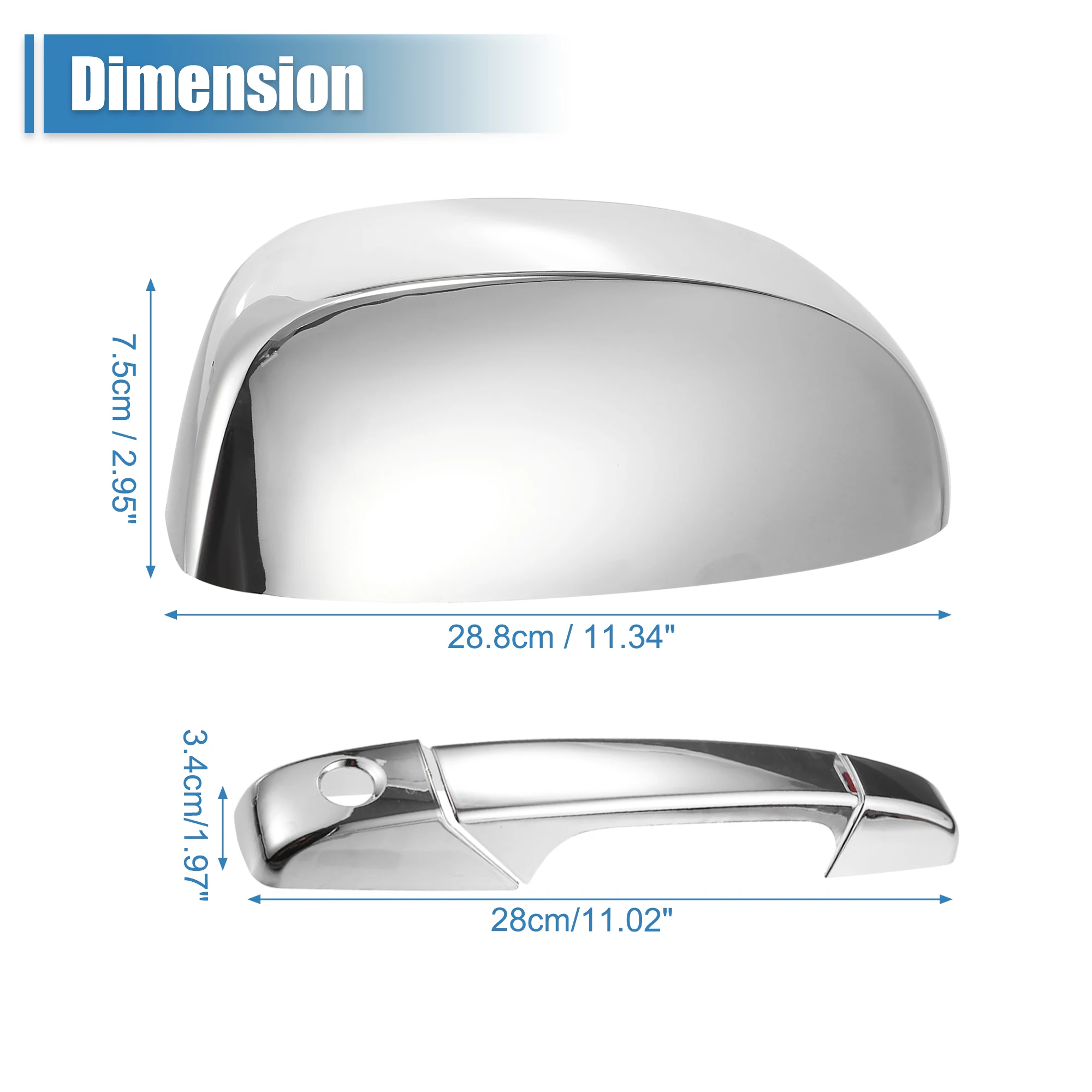 UXCELL 1 Set Car Exterior Chrome Plated Half Mirror Covers Handle Cover Cap Overlay for GMC Sierra 3500 HD 2007-2014