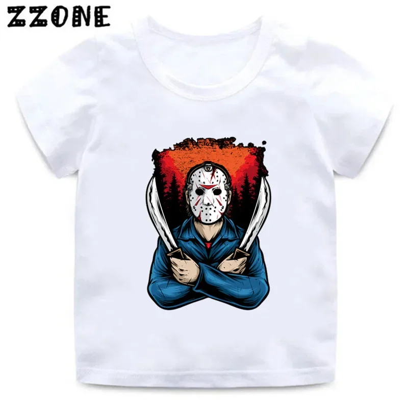 Friday Night Fever Killer Jason Cartoon Print Kids T-Shirts Baby Girls Clothes Summer Boys T shirt Funny Children Tops