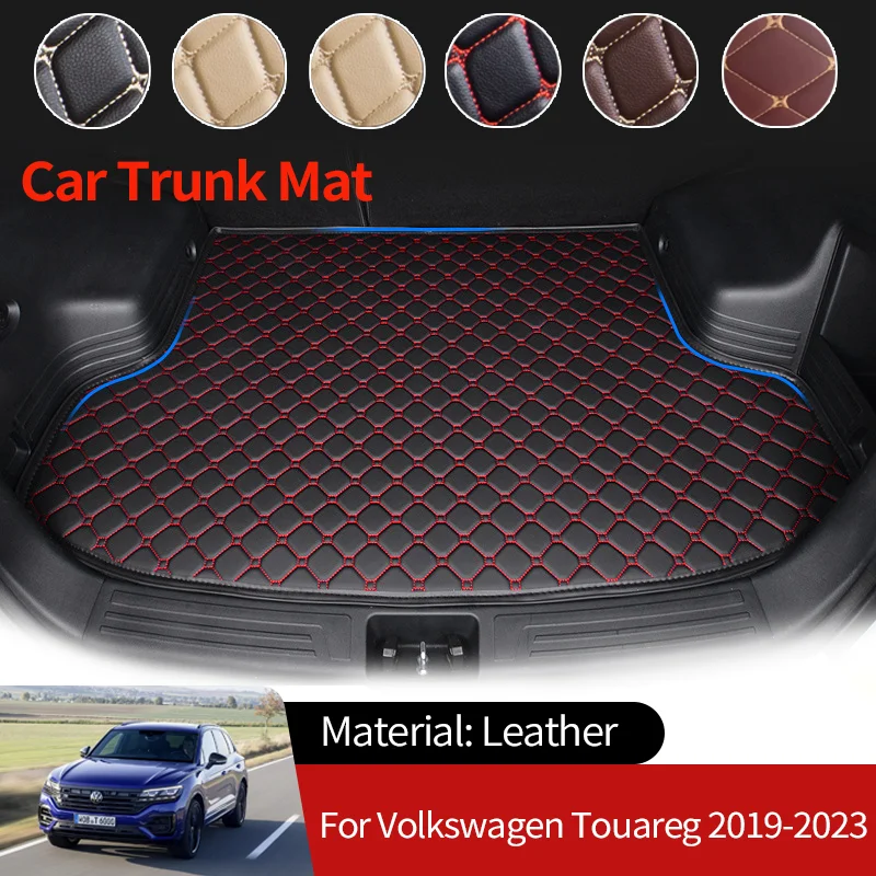 

for Volkswagen VW Touareg CR MK3 2019~2023 Leather Car Boot Liner Cargo Rear Trunk Mats Luggage FLoor Tray Waterproof Carpets