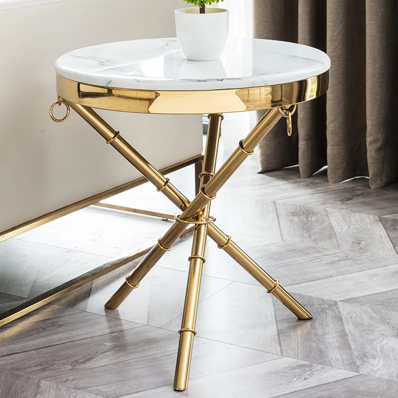 Titanium marble side table sofa side table living room household small coffee table rock slab three inclined tube small tea
