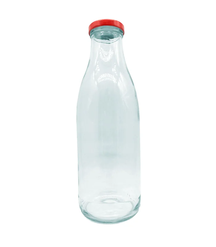 Tradineur Multipurpose Glass Bottle, Bottle, Faceted Jar with Screw Cap, Save Water, Milk, Juice, Drinks (9x25,5