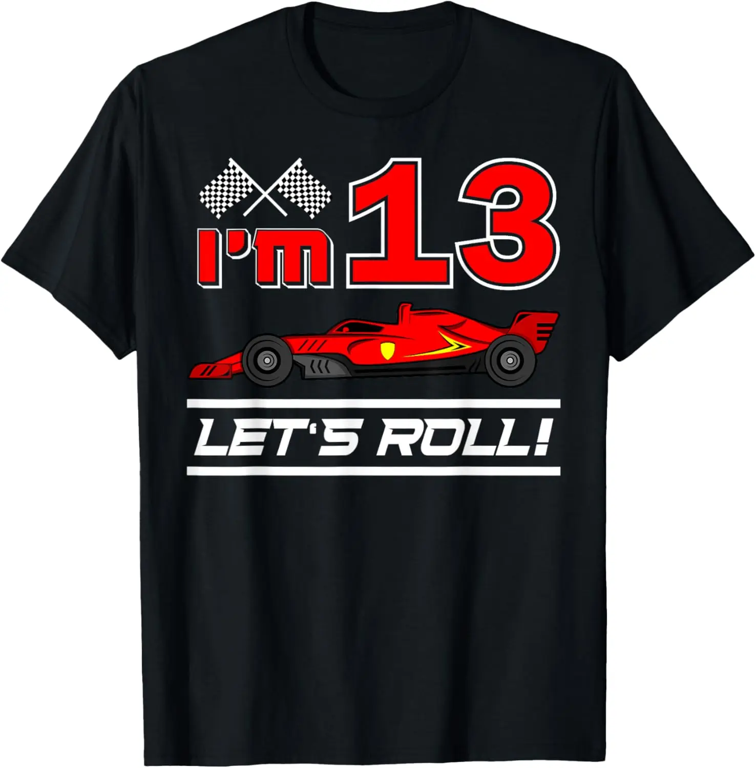 

13 Year Old 13th Birthday Gift Boys Cool Kid Race Car Driver T-Shirt
