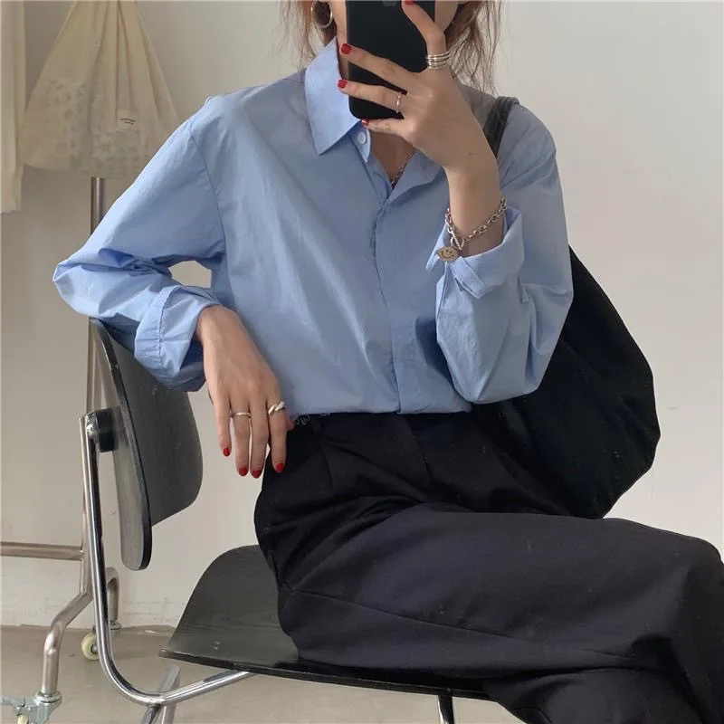 

Long Sleeve Shirts Womens Striped Button Down Blouses Oversized Lightweight Workout Casual Style Autumn Comfortable Daily