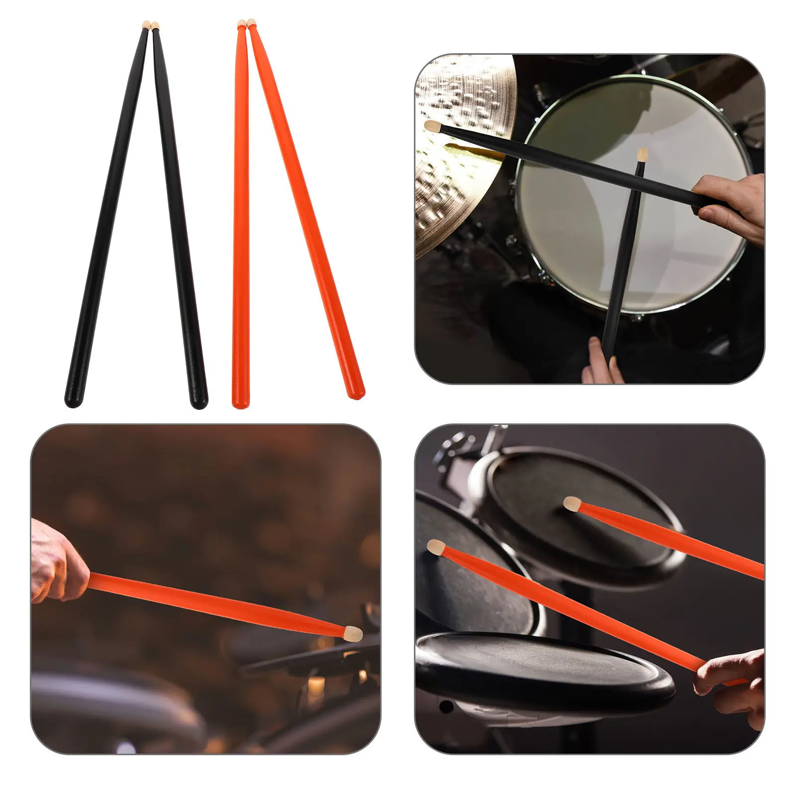 

4 пары деревянных барабанных палочек из клёна и берёзы - профессиональные палочки 5A для акустических, малых и электронных барабанов - стильный дизайн