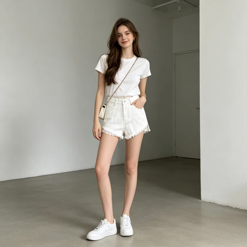 

Denim Pant Women Jeans Vintage Short Pants Slim Fit High Waist Straight Trousers Tassel Frayed Hem Y2k Streetwear Party Night