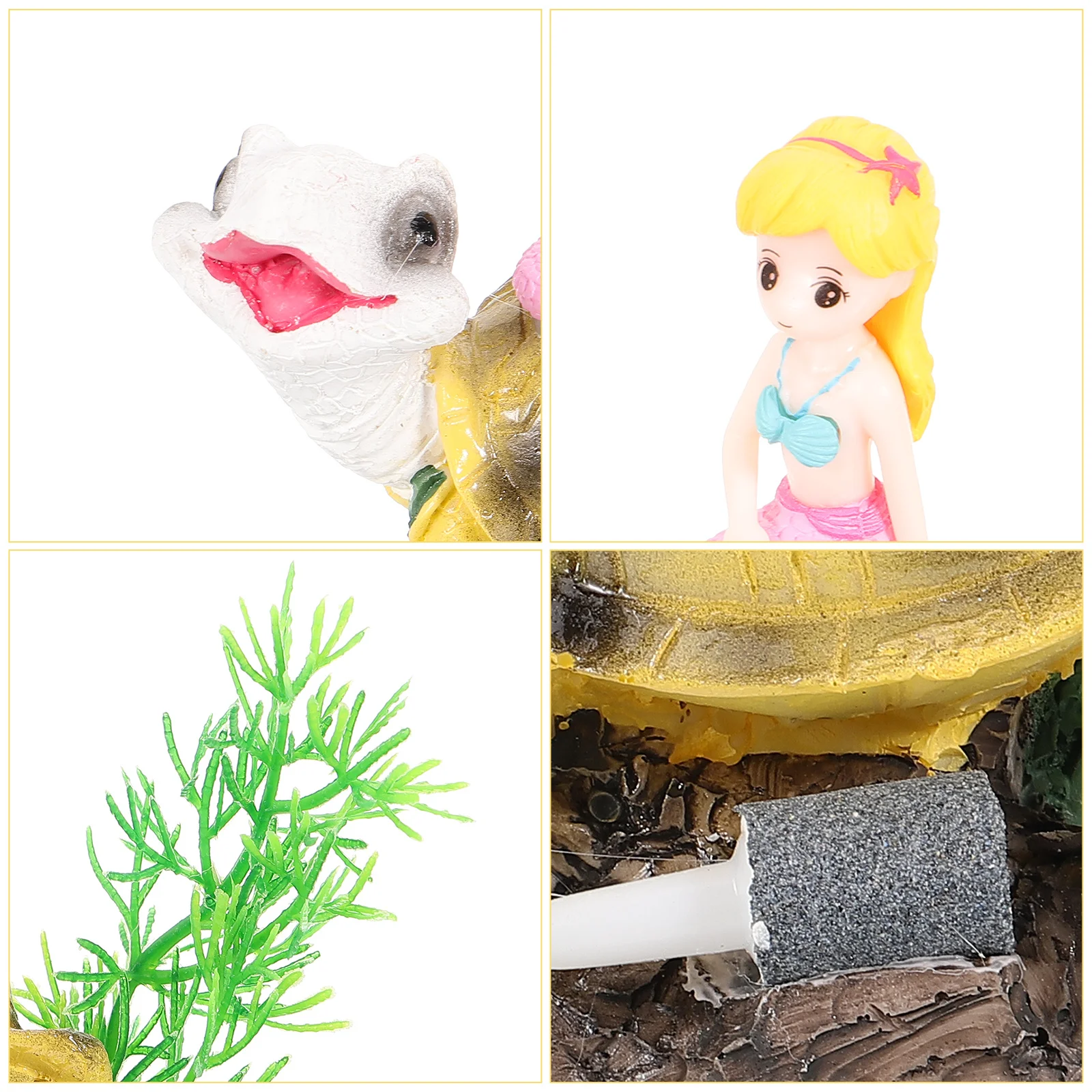 

Aquarium Mermaid Sitting on Tortoise Sculpture Resin Decoration Fish Tank Craft Home Office Underwater Mermaid Ornament