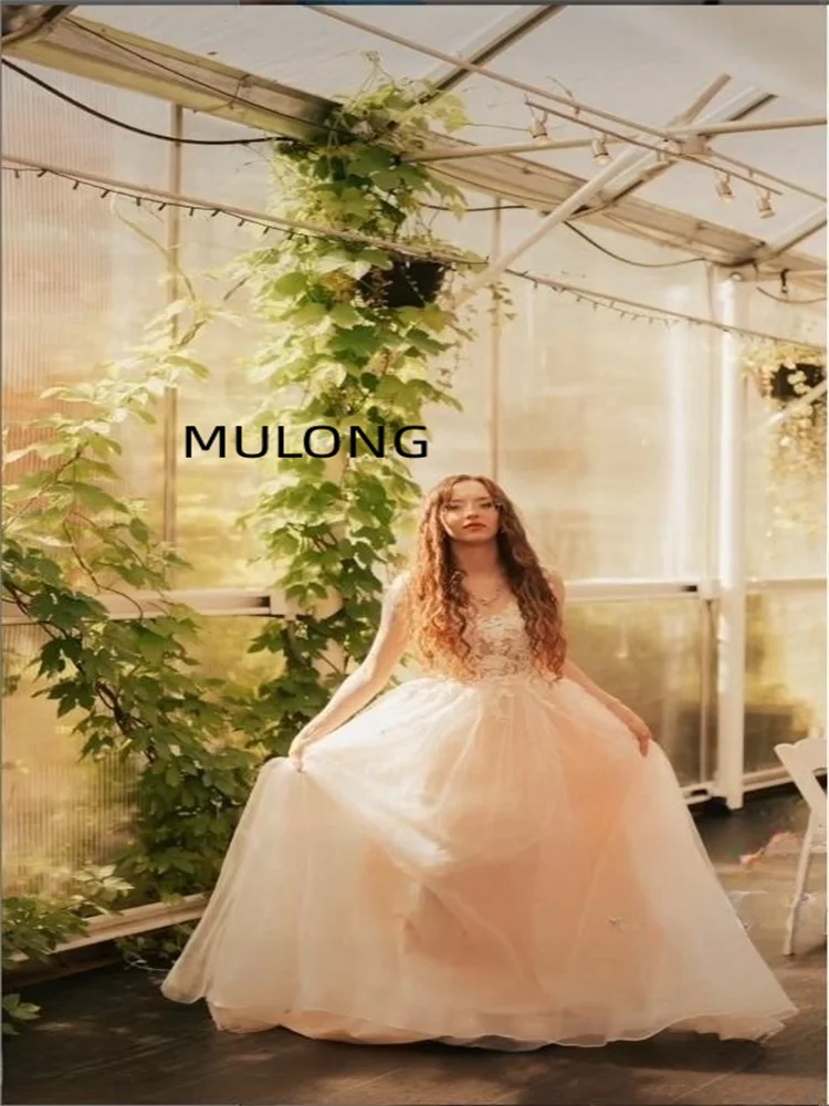 MULONG Long Transparent Sleeve Evening Dress Floor Length Sexy Prom Dresses Plus Size Elegant Party Dresses For Women 2023