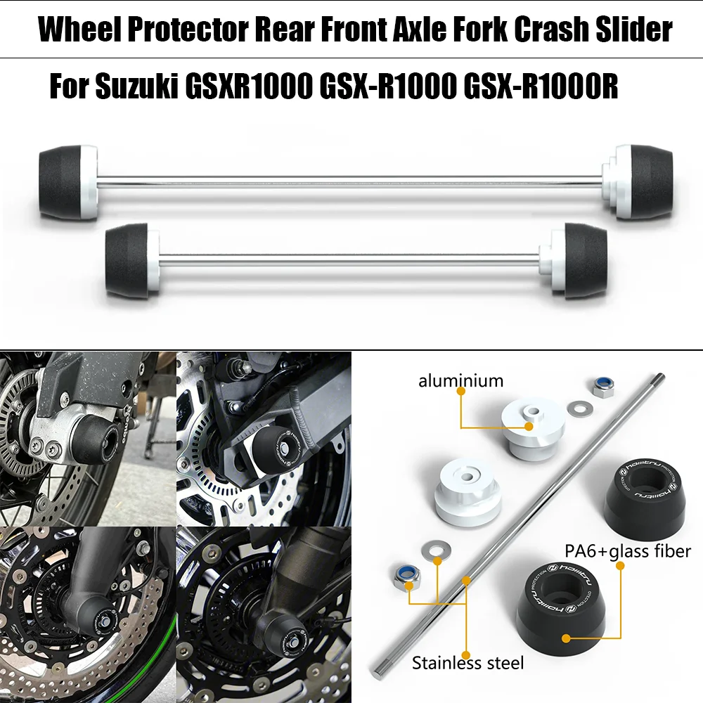 

Motorcycle Wheel Protector Rear Front Axle Fork Crash Slider For Suzuki GSXR1000 GSX-R1000 GSX-R1000R 2017-2023