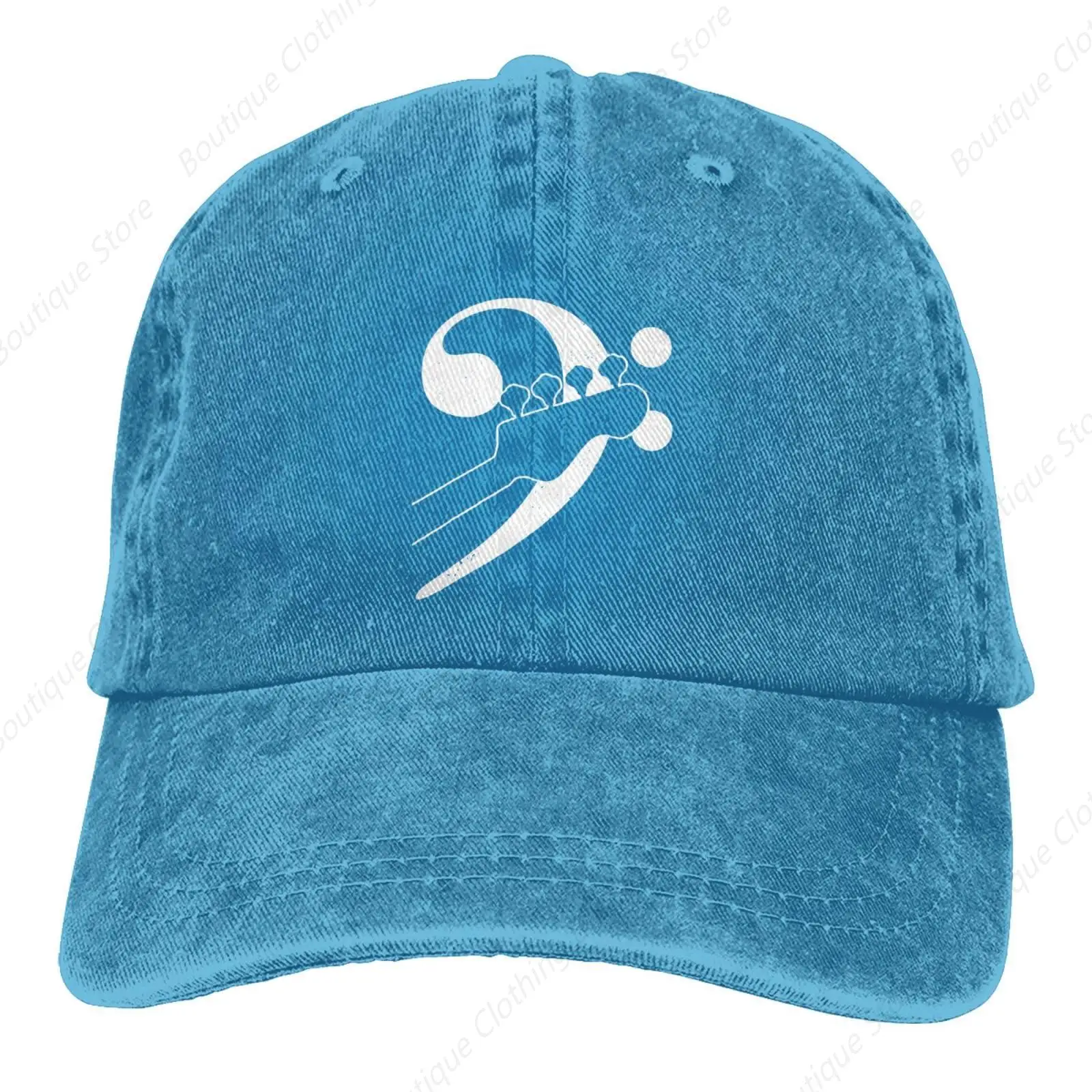 Bass Guitar Clef Bassist Musician Music Bass Player Gifts Baseball Hats Dad Hat Women Men Denim Hat Running Golf Cap