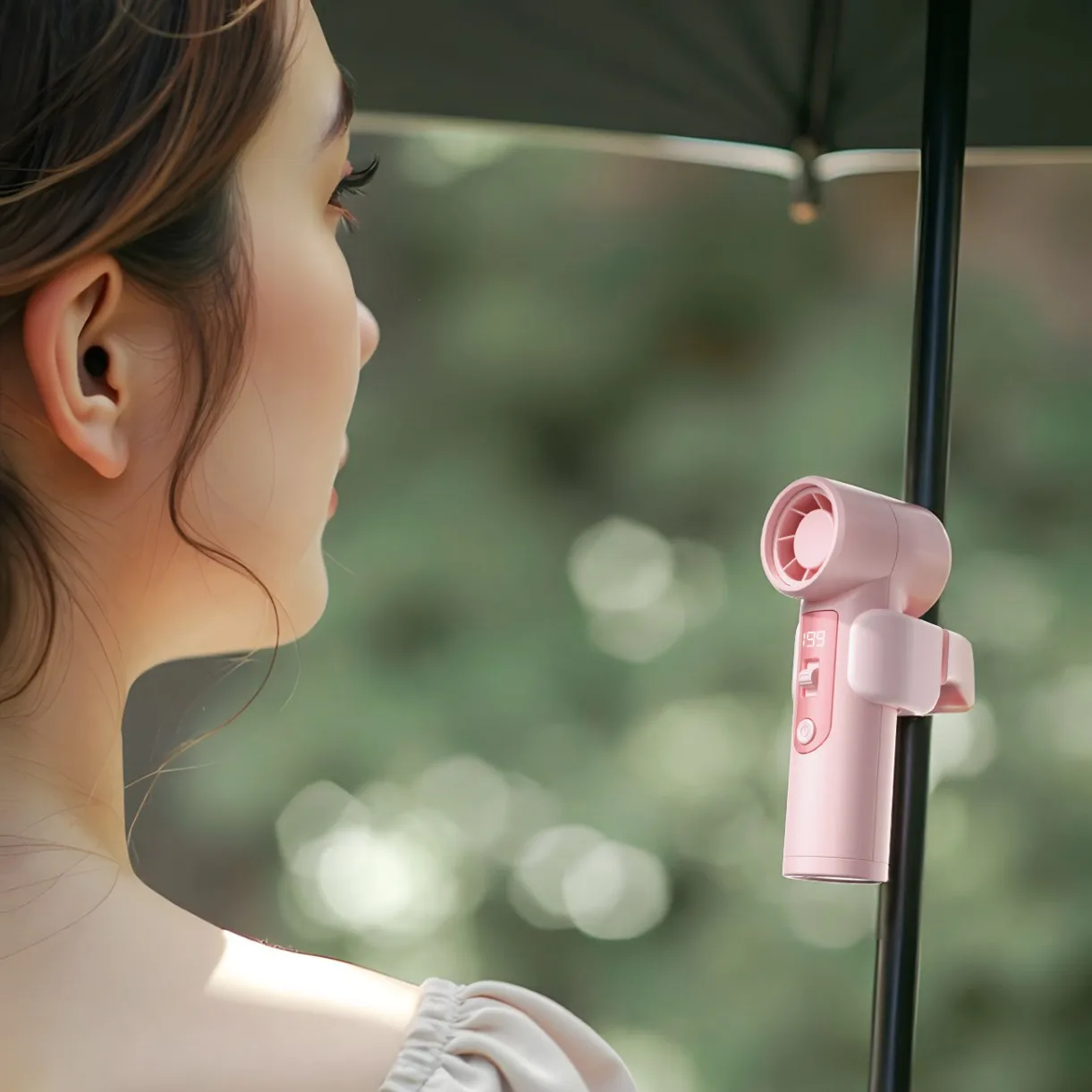 High-Speed Handheld Fan with Digital Display, USB Rechargeable Mini Neck Fan Portable for Travel