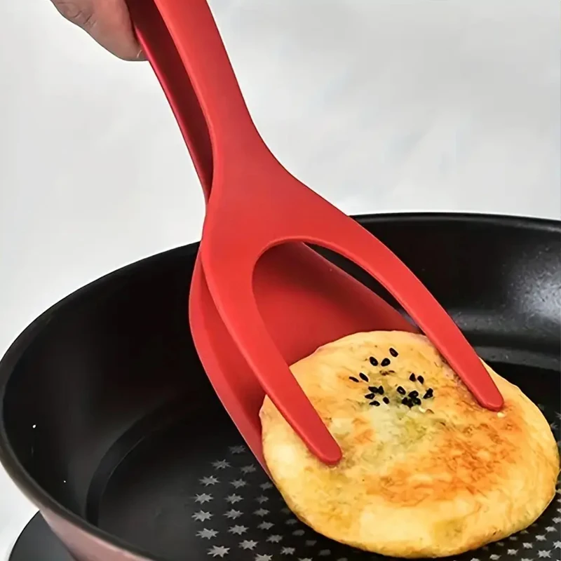 Pinzas abatibles de agarre de nailon 2 en 1, espátula de huevo, pinzas para carne, pinzas para tortitas, accesorios de cocina, herramientas de cocina