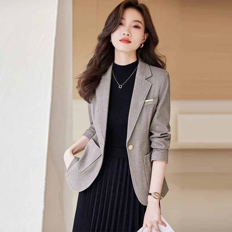 Woolen jacket women's 2023 autumn slim temperament high sense casual short small professional suit top