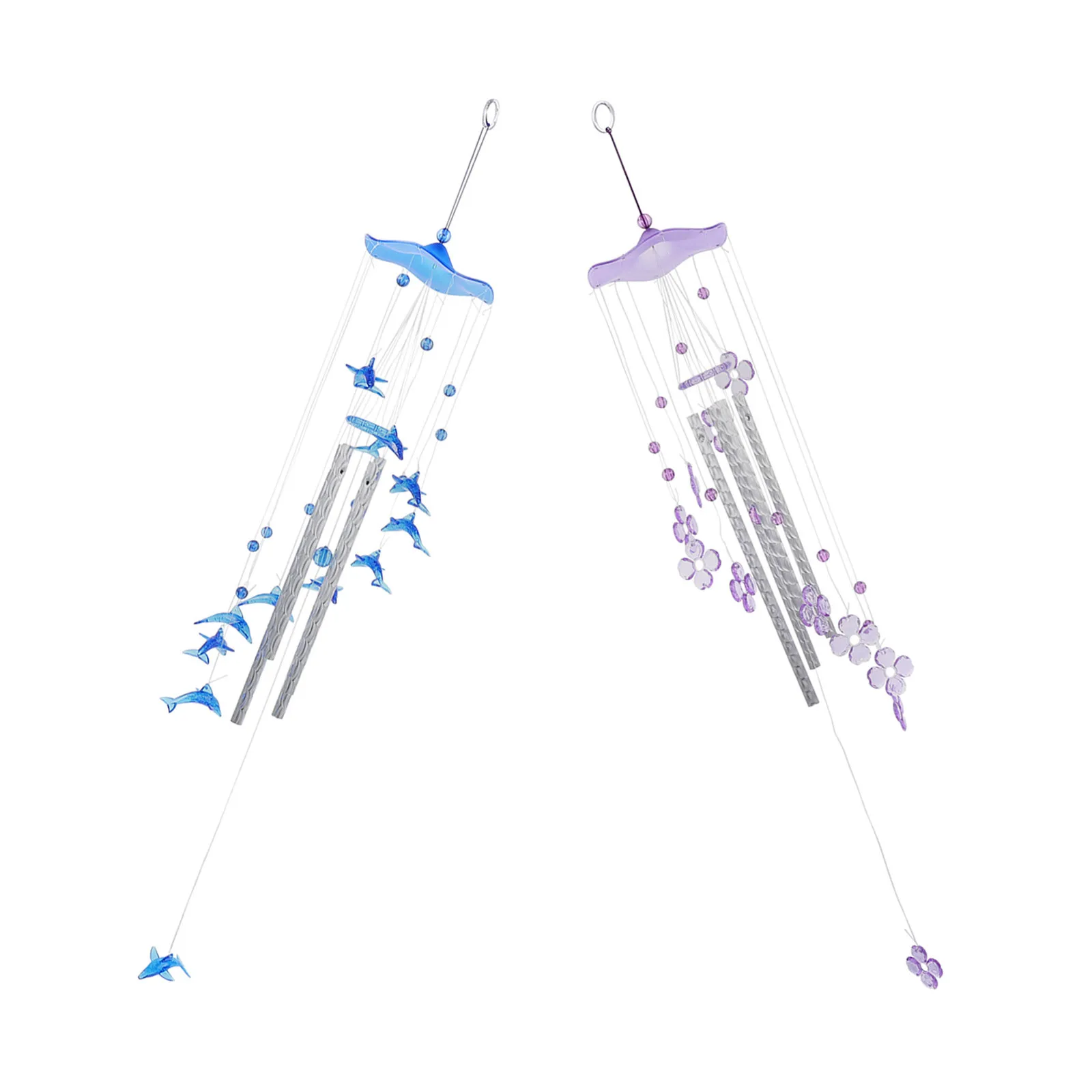 

2pcs Aluminum Chimes Blue Purple For Indoor Outdoor Home Decor Wind Bell Beautiful Wind Chime Durable Hanging Decoration