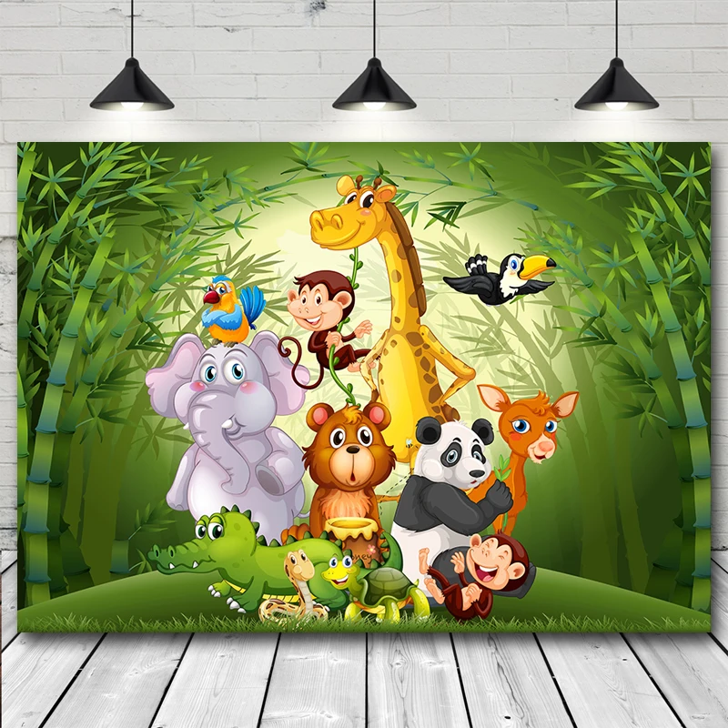 Safari Jungle Animal Photography Backdrop Wild One 1st Birthday Boy Girl Newborn Baby Shower Custom Background for Photo Studio