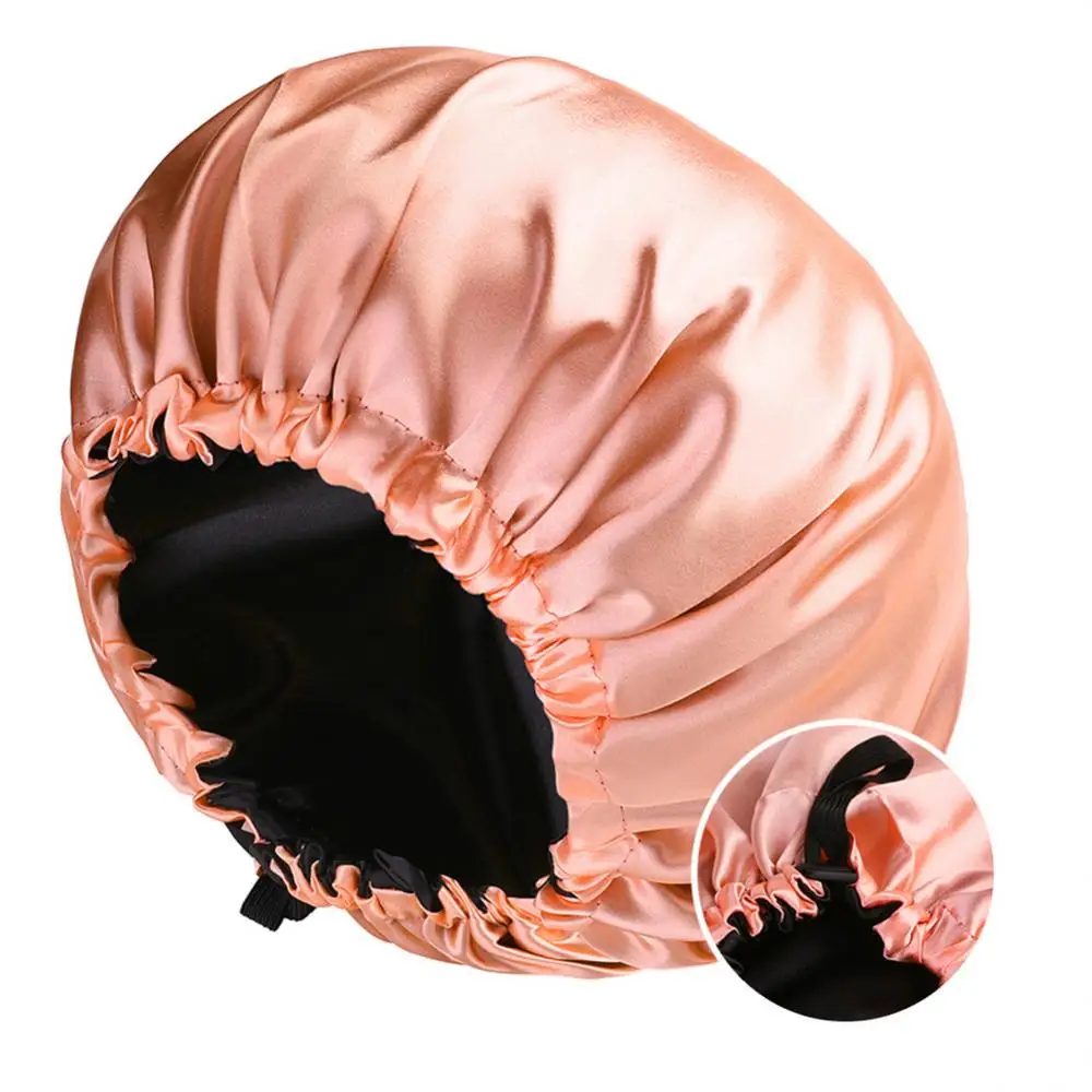 Reversible Satin Bonnet Hair Caps Double Layer Adjust Sleep Night Cap Head Cover Hat For Curly Springy Hair Styling Accessories