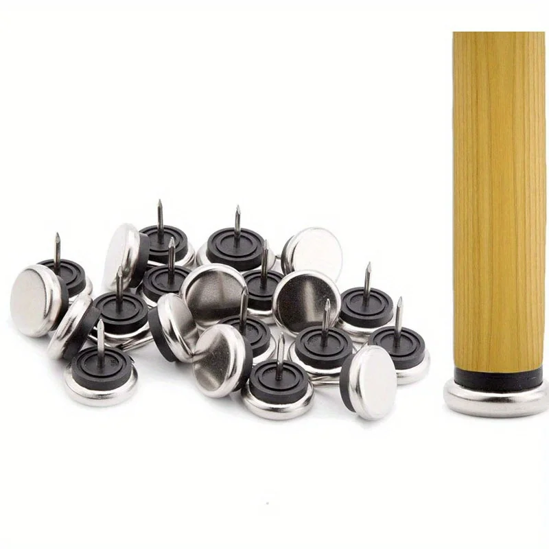 24pcs Heavy Duty Round Furniture Pads Nail-on Sliders Floor Protectors Glides for Chair Table Sofa Cabinet Legs