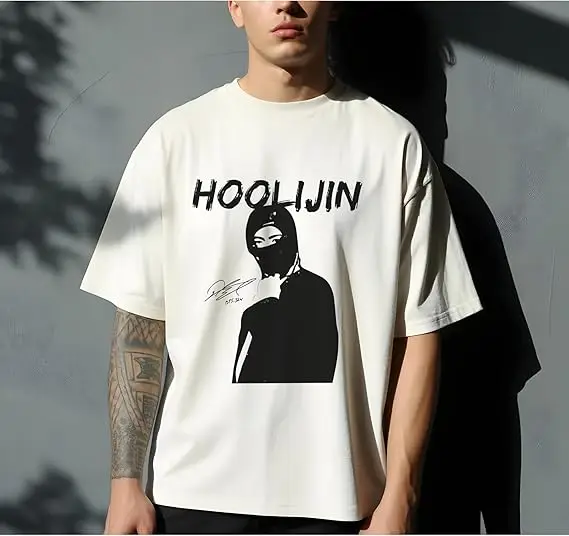 HOOLIJIN-Hooligan Kpop T-Shirt Y2K Mode Streetwear Kleidung Neuartiges Geschenk Weicher Komfort Edgy Typografie Minimalistische Grafik-T-Shirts – Detail 4