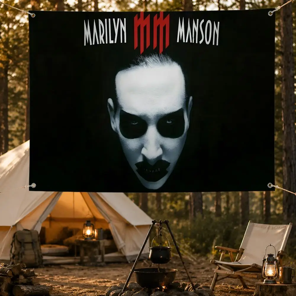 Rock Marilyn Manson Gothic Shock Flags Fan support, home, dormitory, wall decoration, outdoor camping, party banners, gifts