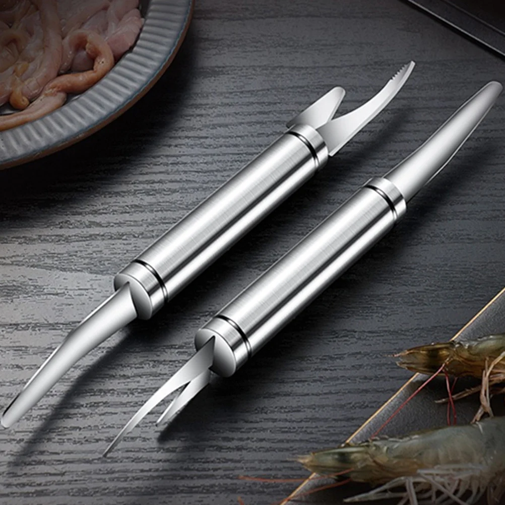 

2 Pcs Shrimp Cutter Scraping Fish Scales Remover Tool Dual Purpose Stainless Steel Cleaner Scaling Cleaning Tools