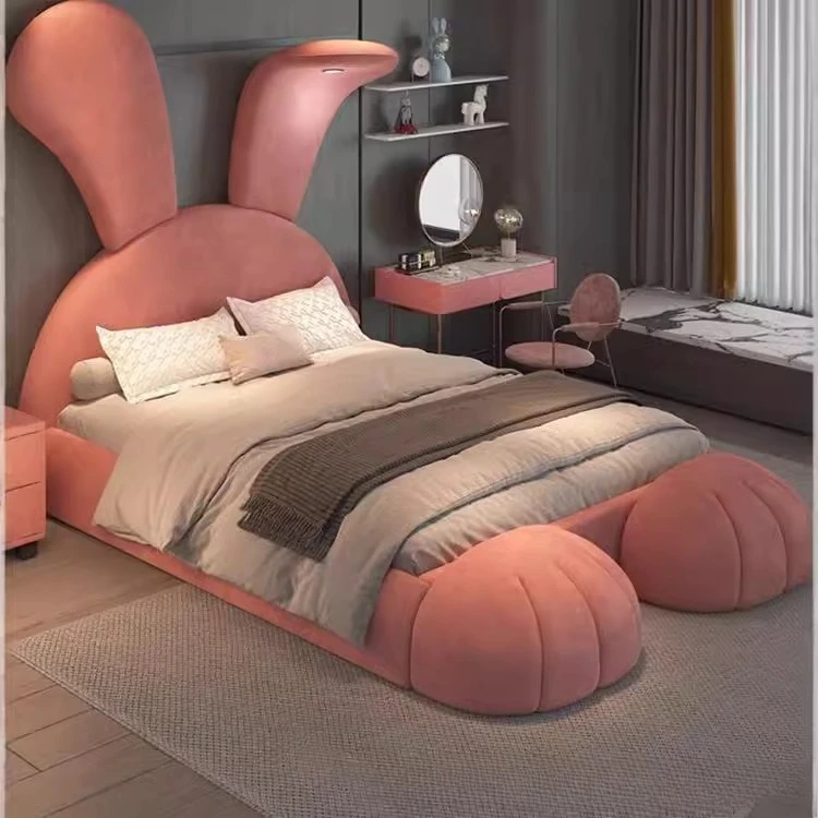 

Прямые поставки с завода: Детская кровать-принцесса розового цвета с мультяшным кроликом, современная, простая, многофункциональная, для девочек, тканевая, 2026 года, топ-рейтинг, CE-сертификация.