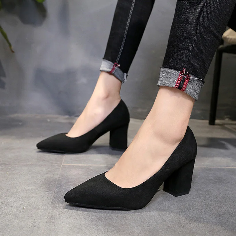 Sapato feminino autumn ladies work shoes cashmere round head casual shoes high heel low heel platform comfortable shoes  WSH3183