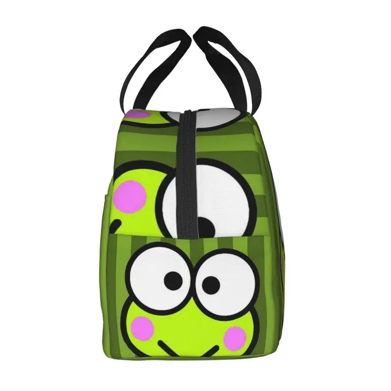 Borsa Tote per il pranzo isolata con rana dagli occhi grandi Keroppi personalizzata per le donne borsa termica portatile Bento Box School