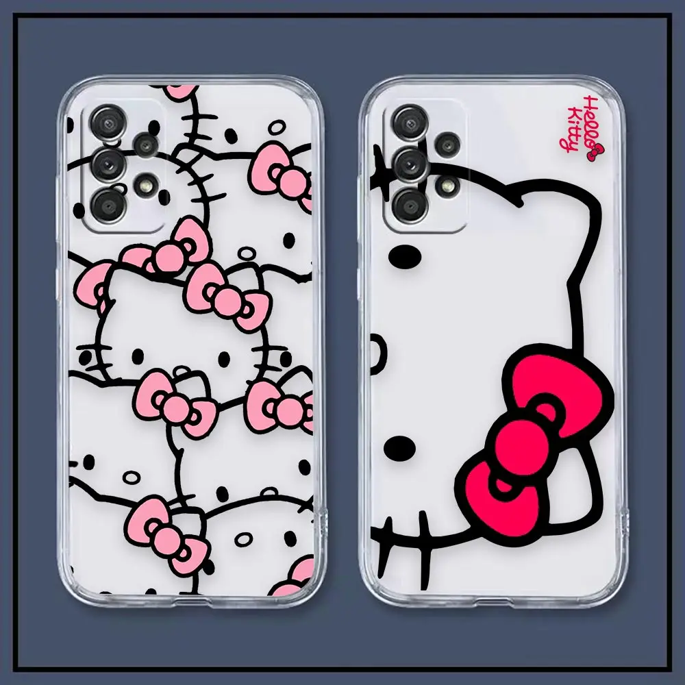 Custodia trasparente per Samsung Galaxy A22 A23 A24 A25 A32 A33 A34 A35 A50 A52 A53 A54 A55 A71 A72 A73 custodia Funda Cartoon Hello Kitty Cat