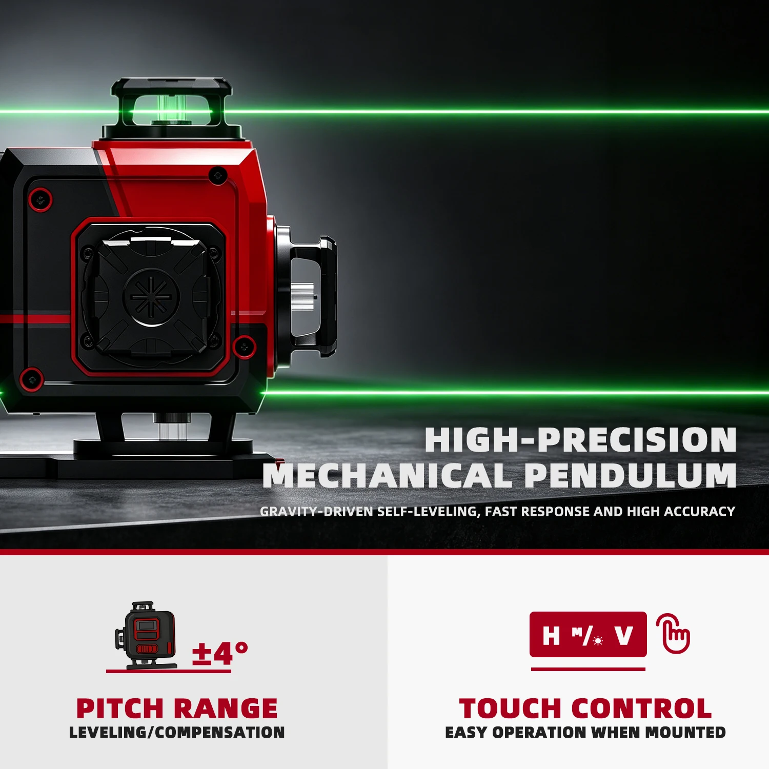 Green Self‑Leveling 16 Line 4D Cross Laser Level for DIY Home Closet Shelf Wall Tile Floor Layout Interior Decoration Projects