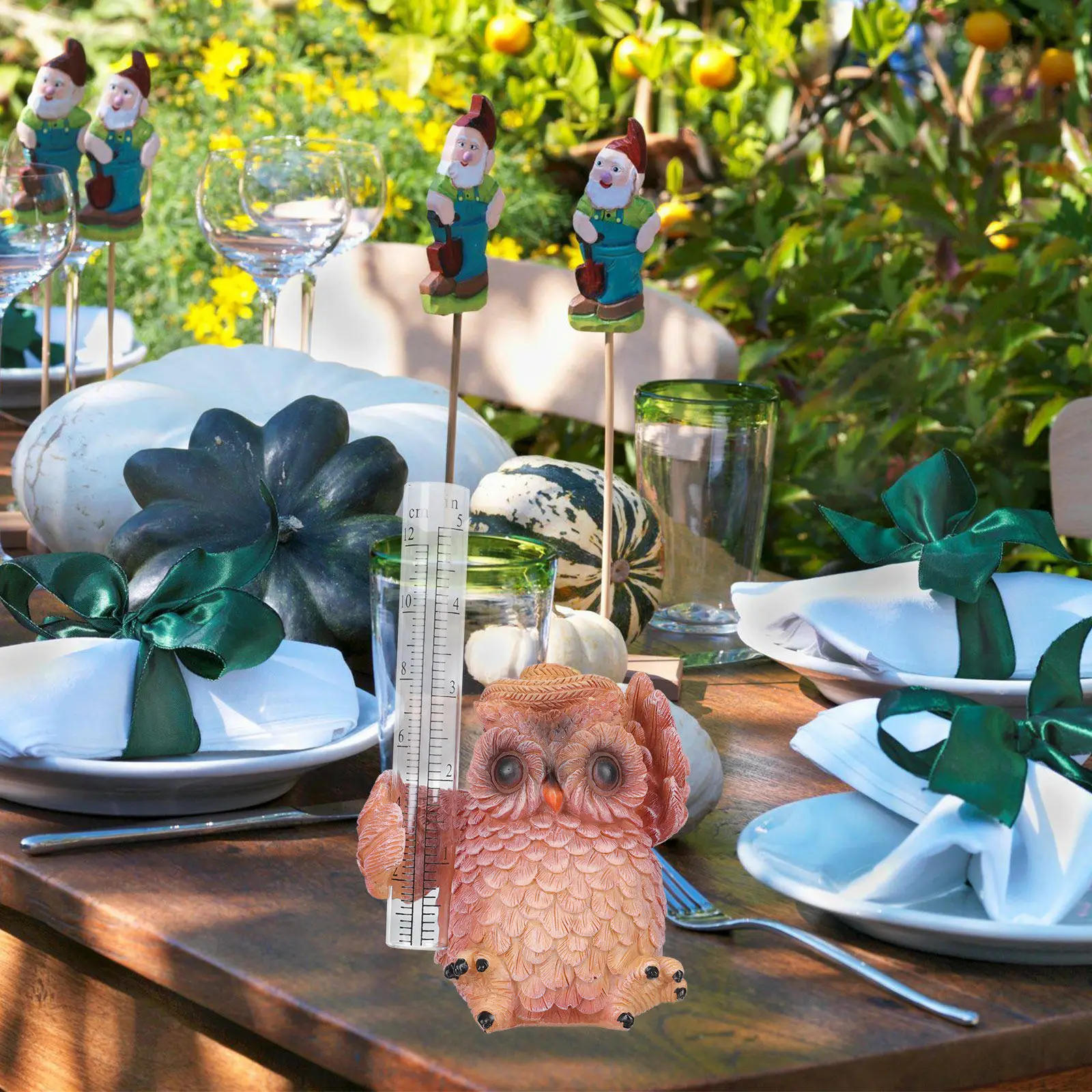 

Садовый декор из стекла и смолы в виде совы со встроенным дождемером для измерения погодных условий, классический дизайн для двора, газона, балкона, улицы