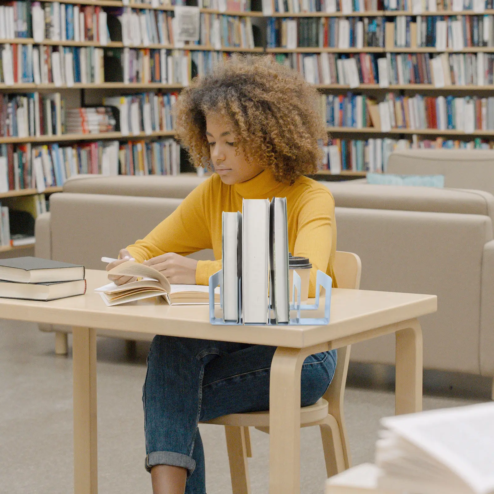 

Desktop Book Organizer with Multiple Compartments for Books Files Documents Sturdy No Assembly Rounded Corners Desk File