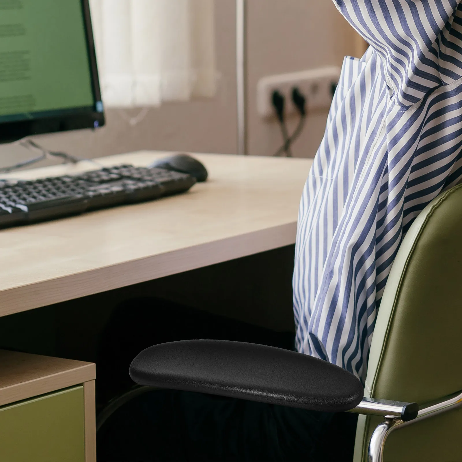 1 Par de Almofadas Ergonômicas de Espuma PU para Braços de Cadeira, Acessórios Confortáveis para Cadeira de Escritório, Capas de Almofada Macias para 