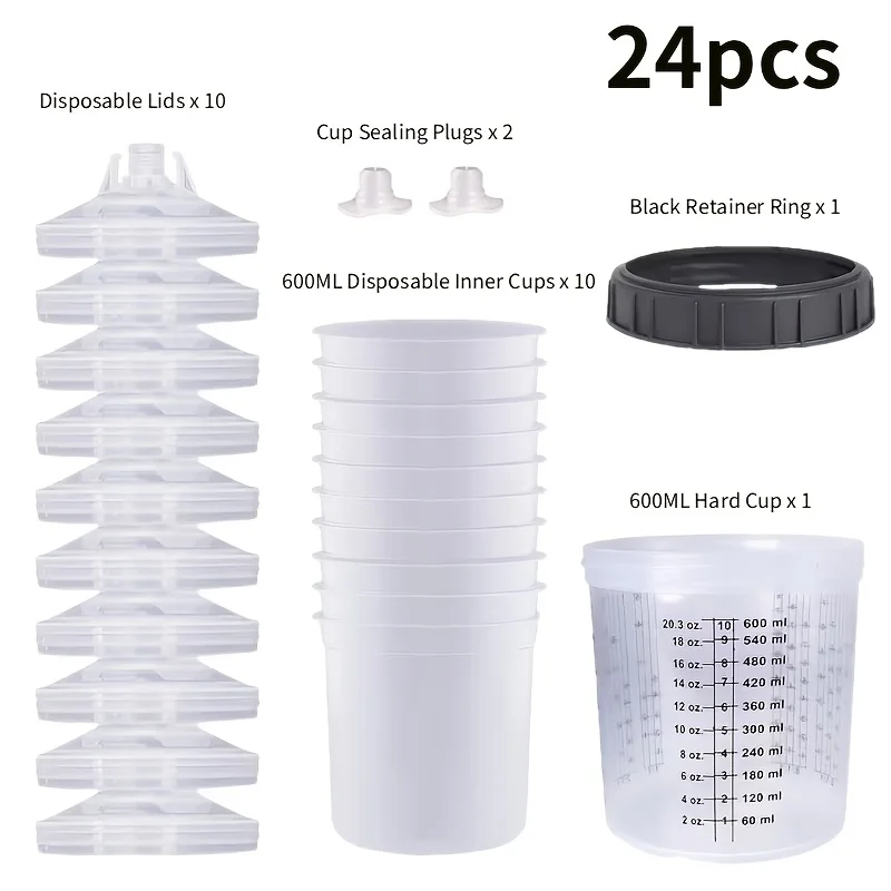 24/47/59PCS 600ml Large Capacity Disposable Spray Paint Mixing Cups, Suitable for Automotive Spray Painting and Crafts