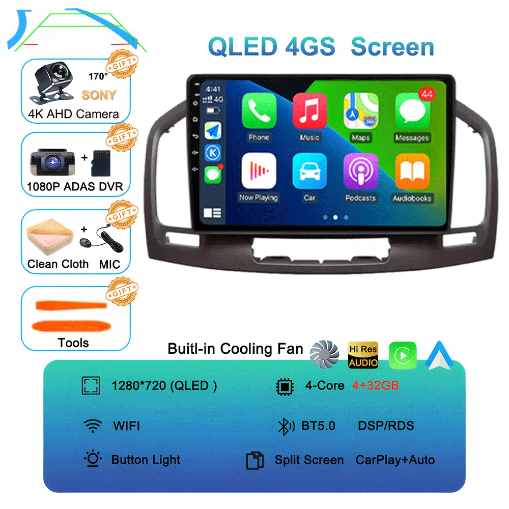 Android 16 Carplay Autoradio WIFI + 4G Voor Buick Regal Opel Insignia 2009 2010 2011 2012 2013 Multimidia Speler GPS Navi Stereo BT