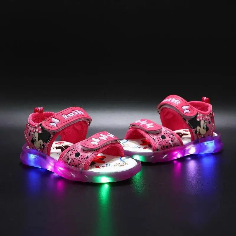 Sandali per bambini estivi Boutique di moda illuminazione a Led scarpe per bambini stampato cartone animato carino sandali da spiaggia sportivi per