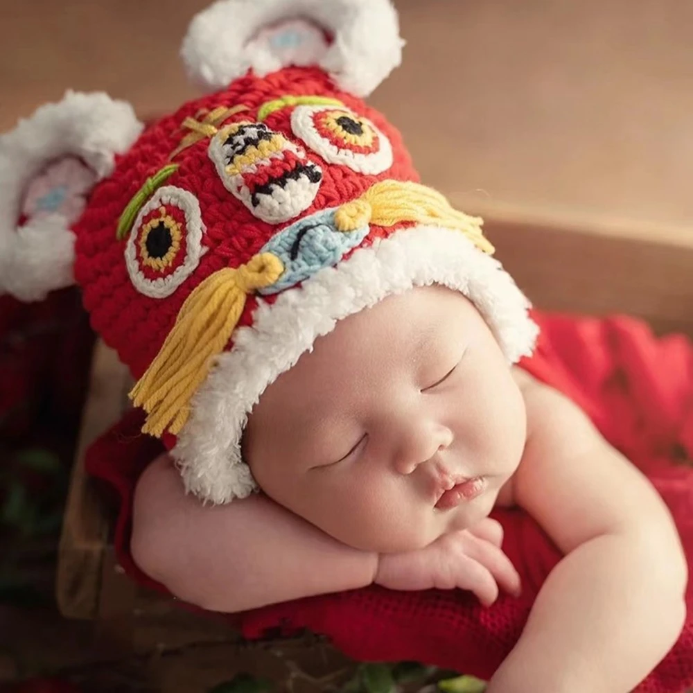 accessori-per-fotografia-neonati-cappello-danza-del-leone-outfit-per-servizio-fotografico-berretto-a-forma-di-testa-di-leone-all'uncinetto-accessorio-per-capodanno-cinese