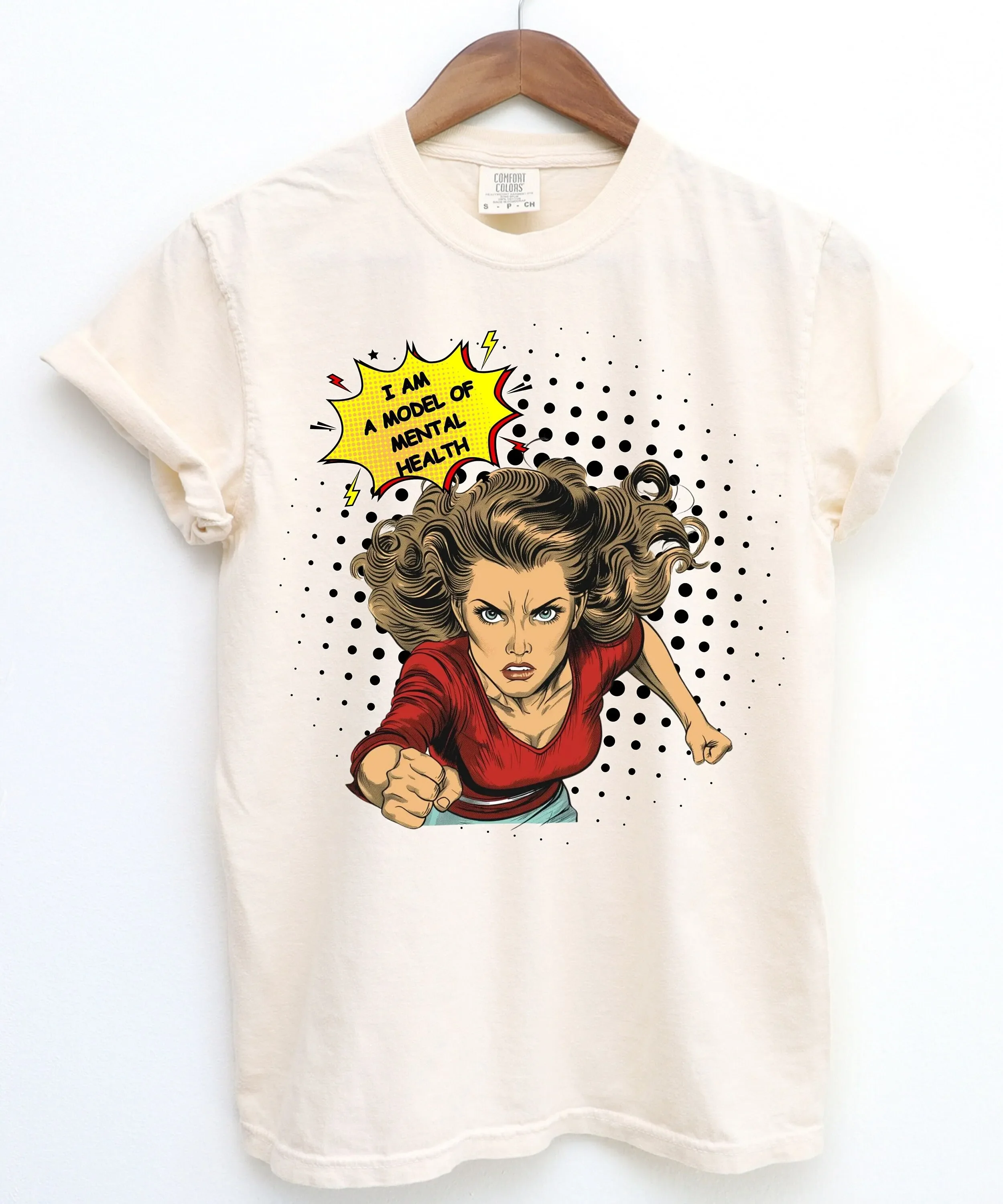 Model of mental health shirt funny Vintage pop arT T comic book Retro Humor unhinged