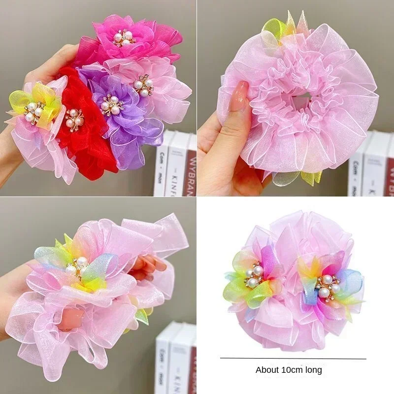 Little Girl Hair Ring Color Flower New Children Bun Cute Headwear Style Super Fairy    Elastic Bands for Children Girls 머리끈