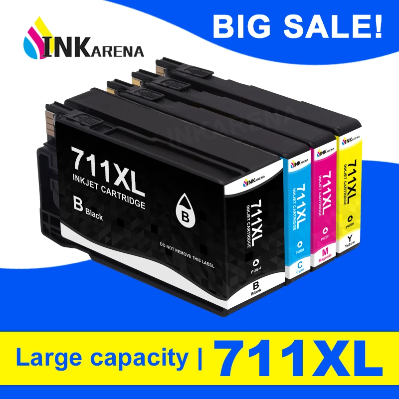 

INKARENA Compatible Ink Cartridge For HP 711 711XL For HP711 Replacement Ink Cartridge For HP DesignJet T120 T520 Inkjet Printer