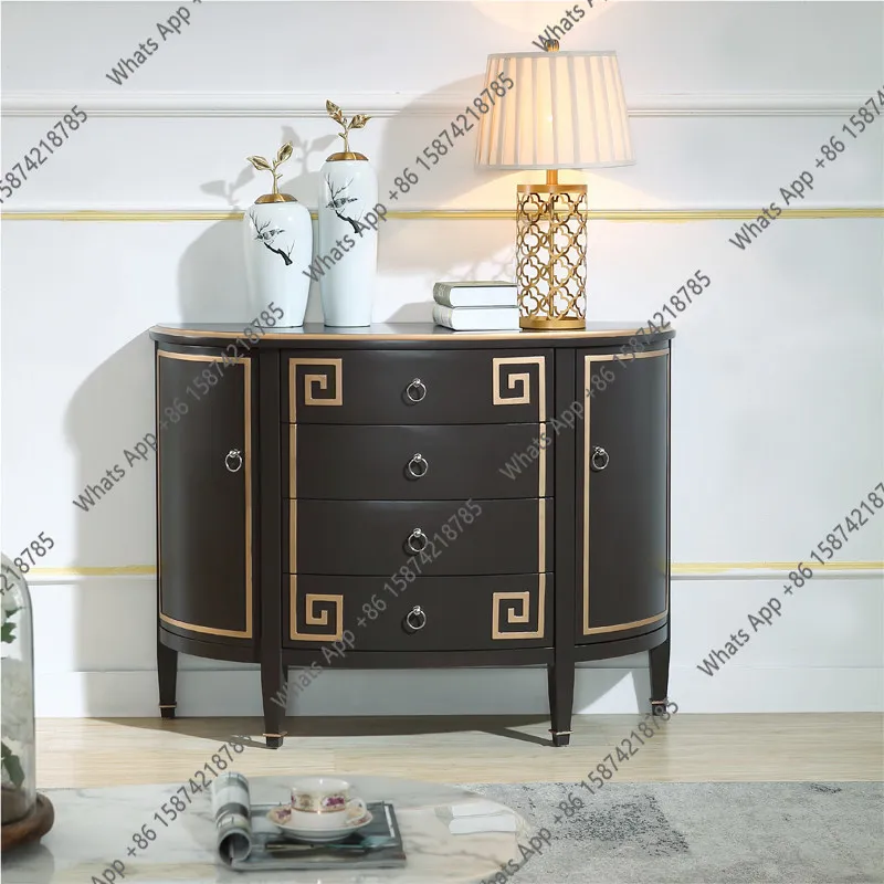 

Современный китайский напольный шкаф-перегородка для прихожей, декоративный буфет для столовой, тумба под дверь, полукруглый, из орехового дерева