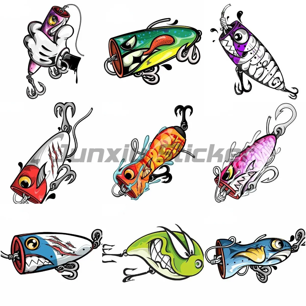 

Creativity Fishing Lure Wall Sticker Helmet Motorcycle Stickers Roadbike Camper Van Bicycle Decals Bumper Car Stickers Vinyl