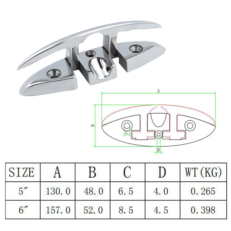 4PCS Stainless Steel 316 Cleat Marine Hardware Foldable Boat Cleats Folding Deck Mooring Cleat Boat Accessories Parts