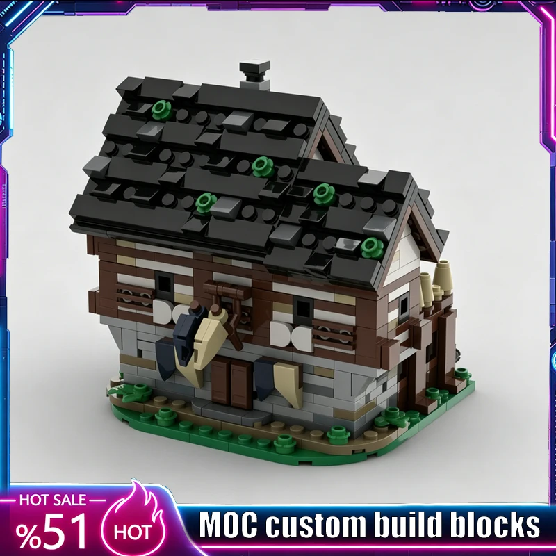 

807PCS MOC Medieval Guard House Castle Courtyard Expansion Building Model DIY Creative Blocks Architecture Puzzle Collector Gift