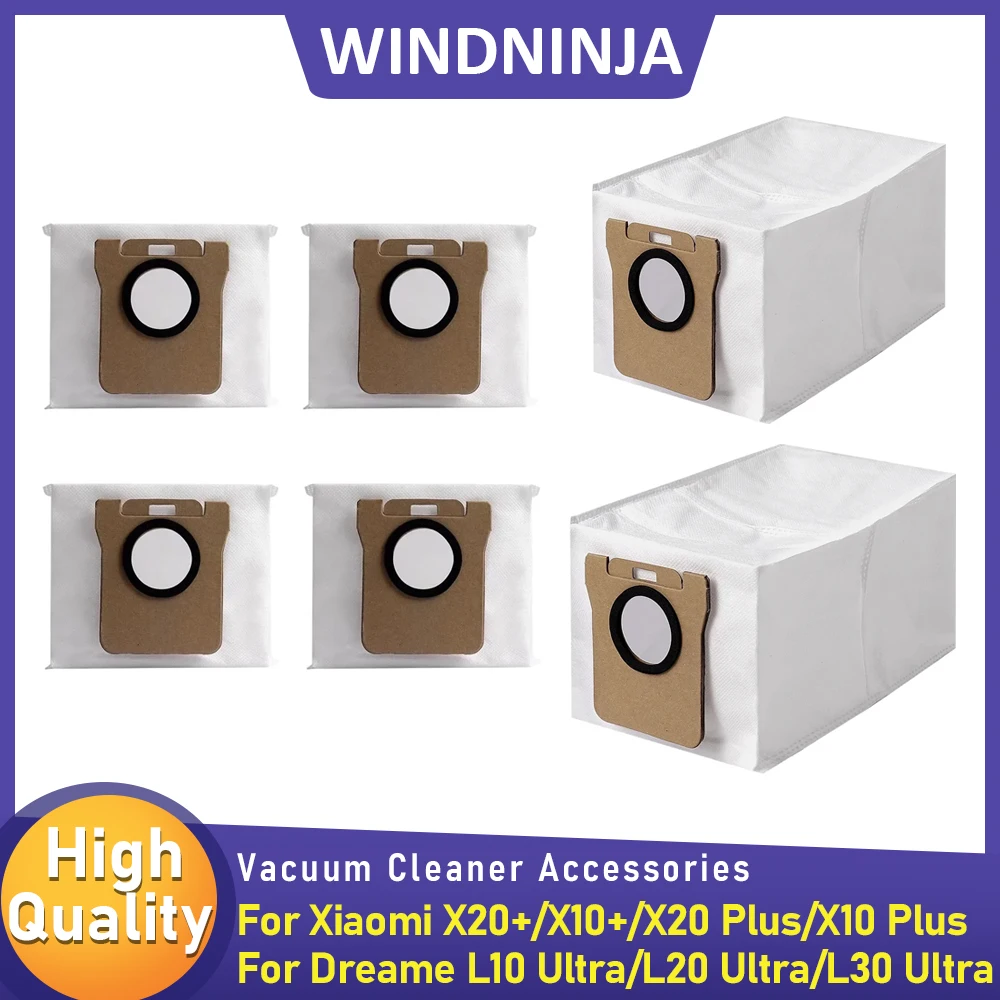 Sacs à poussière jetables en tissu pour Xiaomi X20 + X10 + X20 Plus X10 Plus pour Dreame L10 Ultra L20 Ultra L30 Ultra aspirateur Non tissé