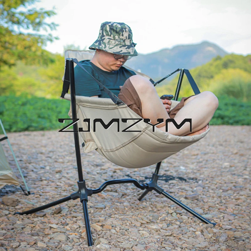 Outdoor Foldable Fishing Chair Leisure Picnic Portable Hanging Chair Aluminum Alloy Bracket Rocking Chair Camping Tool