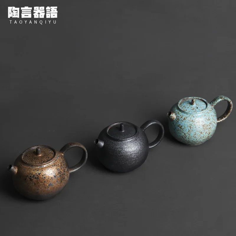 Imagem -03 - Jingdezhen Japonês-estilo de Cerâmica Preto Ouro Bule Retro Forno Grés Assados Personalidade Artesanal Chá Pessoal Único Pote